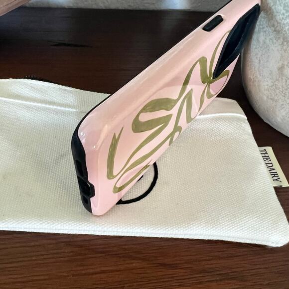 NWT The Dairy iPhone 13 Pro Case & Pouch - Green Ribbon Pink - Picture 3 of 10